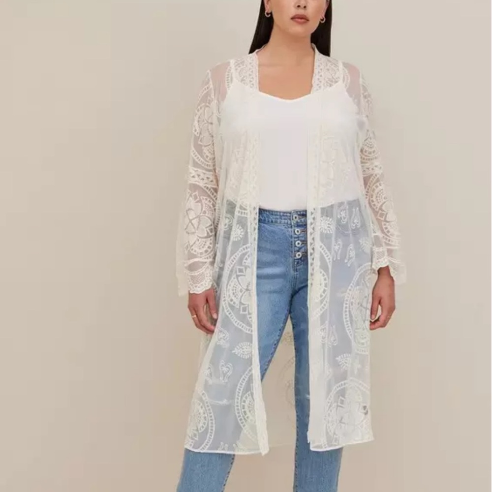Maxi Kimono - Mesh Lace Cream 2x